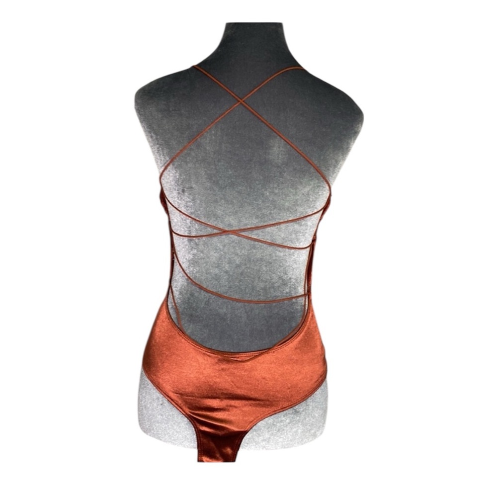 RUE 21 Satin Copper Colored Tie Back Bodysuit NWT